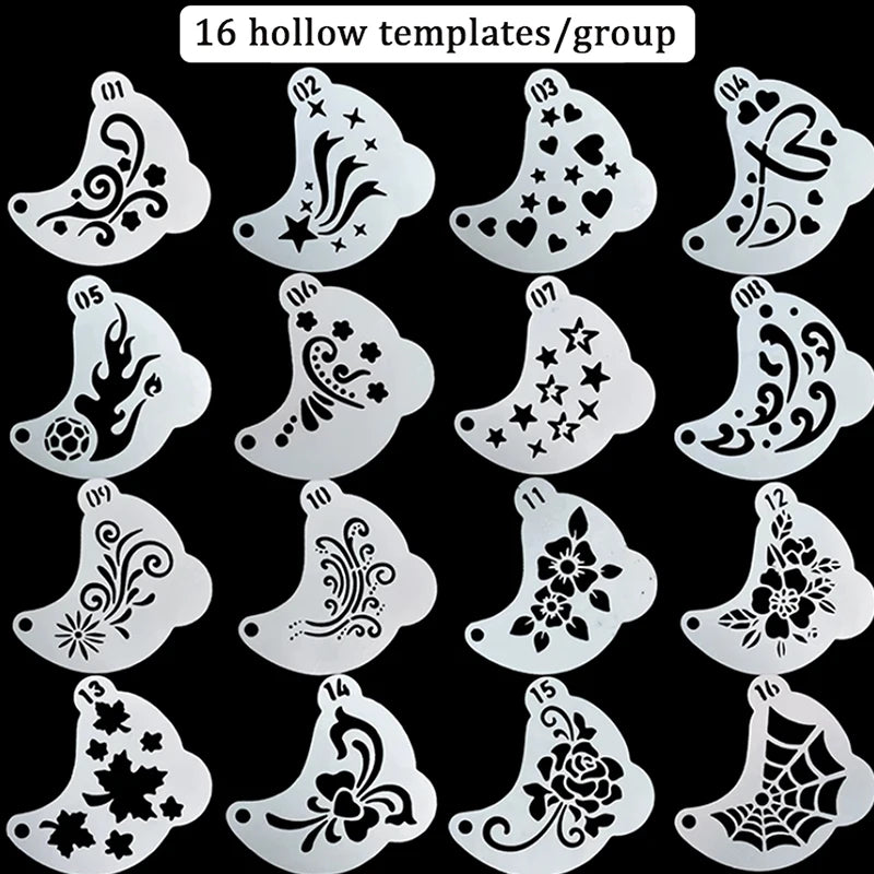 16-Pack Face Painting Stencil Set for DIY Makeup & Body Art