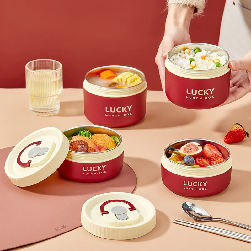 Insulated Stainless Steel Lunch Box with Cutlery & Thermal Bag - Leak-proof Food Container