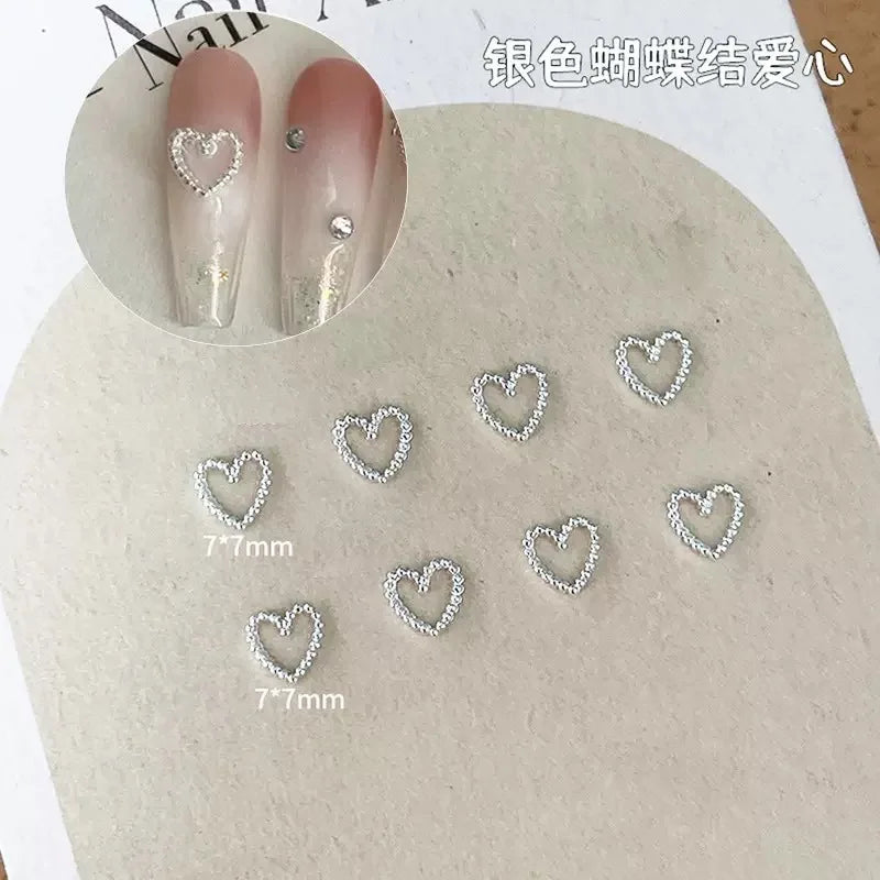 50pcs Alloy Bow Heart Nail Charms Set for Nail Art Decorations DIY