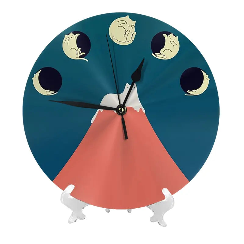 Silent Round Wall Clock for Bedroom Living Room Kitchen Home Decor - Cat Landscape 88