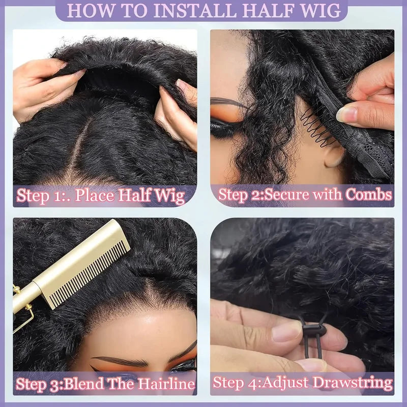 3-in-1 Human Hair Wigs for Women - Curly, Glueless, Flip Over, Seamless, Multiple Lengths & Colors