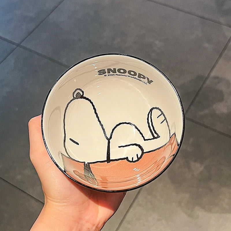 Cute Snoopy Ceramic Bowl Set - Kawaii Cartoon Household Tableware, Multiple Colors