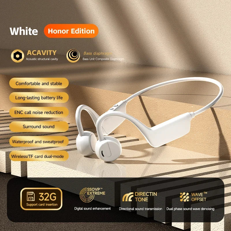 Wireless Bone Conduction Headphones Waterproof Sports Earbuds Bluetooth 5.4 with Mic