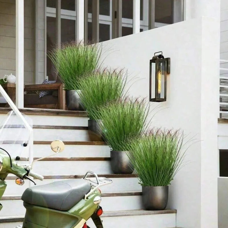 Artificial Onion Grass Fake Greenery for DIY Wedding & Garden Decor - Potted Indoor & Outdoor Plant Set