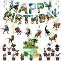 Dinosaur Birthday Party Decorations Set with Banner and Hanging Swirls - Kids Party Supplies