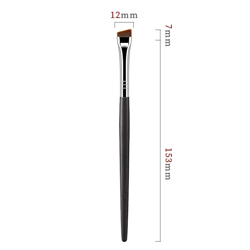 Large Angled Eyebrow Makeup Brush - Synthetic Fiber, Wooden Handle