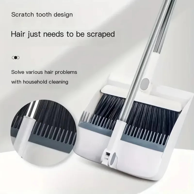 3-in-1 Magnetic Broom Dustpan Set with Rotatable Folding Design for Home Cleaning