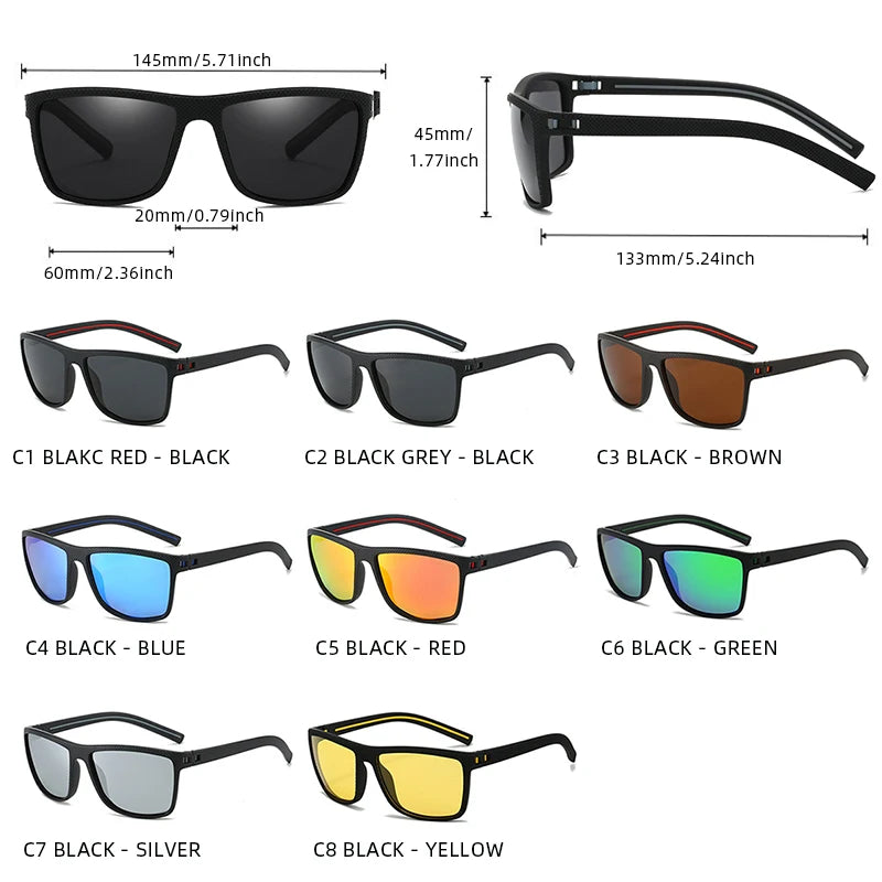 Square Polarized Sunglasses Men Women Sports Outdoor Driving Cycling Shades