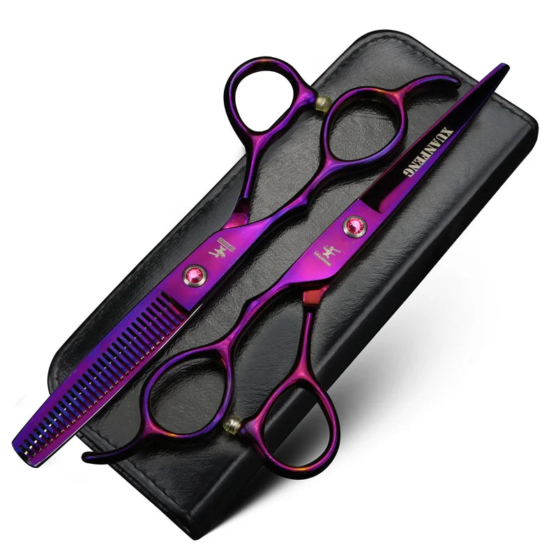 6-Inch Left Hand Hair Scissors with Japanese 440C Steel Thinning & Cutting Blades