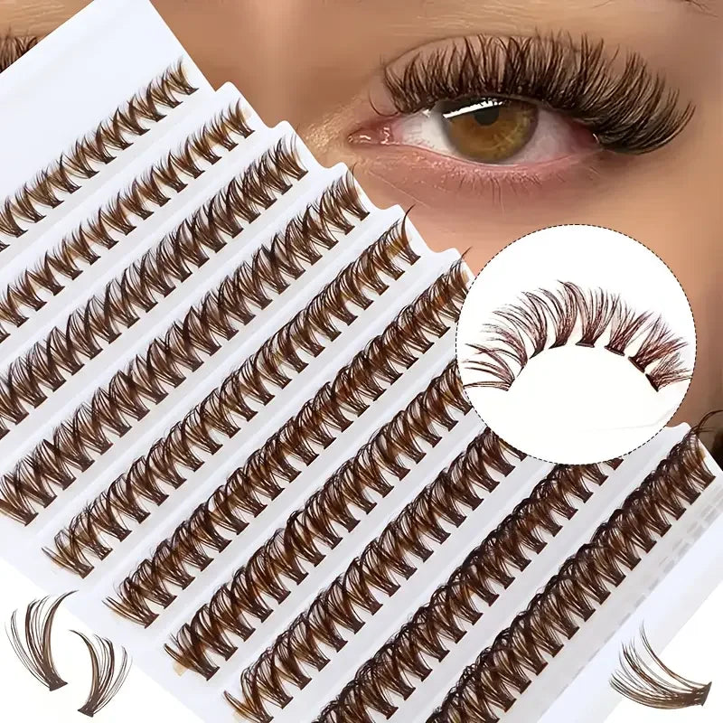 Brown Eyelash Clusters 8-16mm Natural Look Fake Eyelash Extensions DIY Makeup
