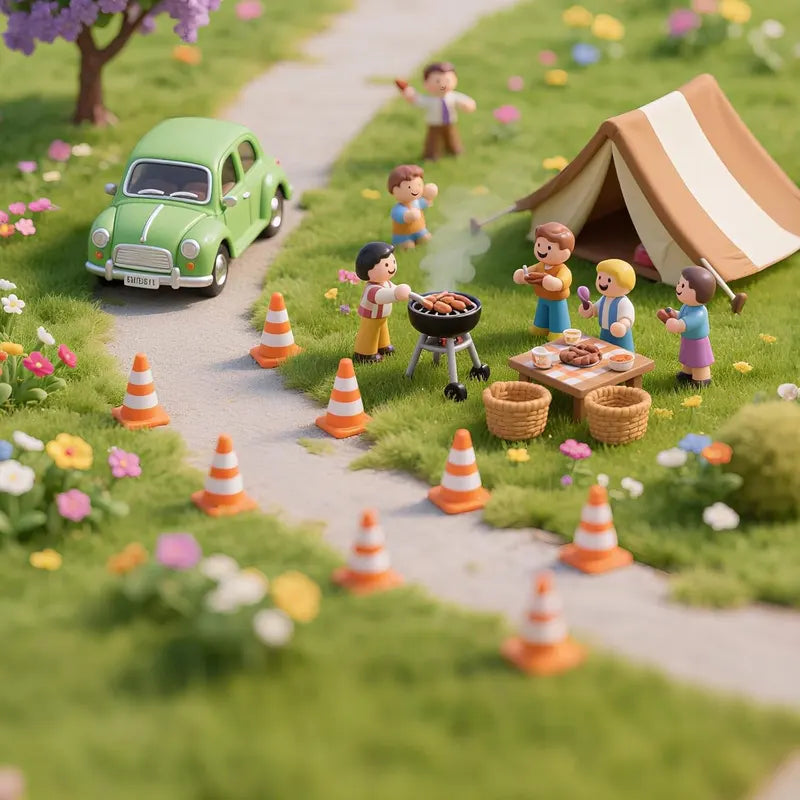 Mini Traffic Cones ABS Plastic Road Safety Props for Scene Layout & Play