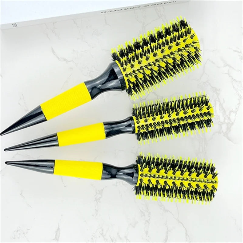 Professional 6pcs Round Hair Comb Set with Wooden Handles for Styling and Detangling