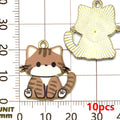 10pcs Enamel Cat Charm Set for Jewelry Making - Cartoon Animal Pendants