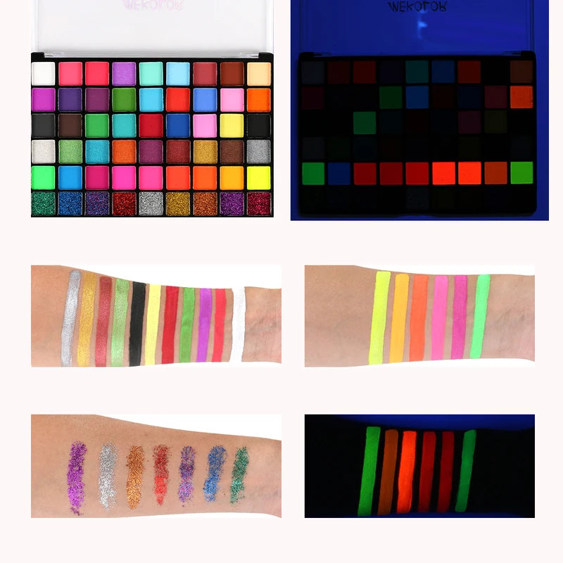 Professional Water-Based Body Face Paint Kit with 54 Colors for Adults - Non-Toxic & Skin Safe