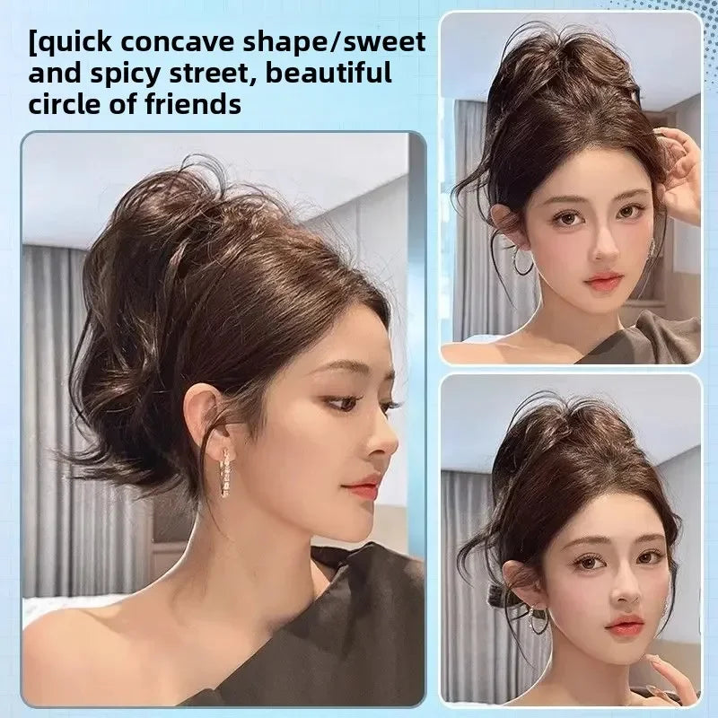 Short Curly Synthetic Claw Clip Ponytail Hair Extensions for Women High Top Bun