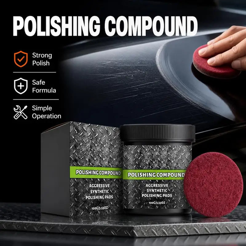 Car Scratch Remover Polishing Compound Kit with Sponge Pad for Auto Paint & Metal Surface
