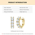 4mm Full Moissanite Hoop Earrings for Women Certified Round Cut D-Color Lab Created Jewelry Gift
