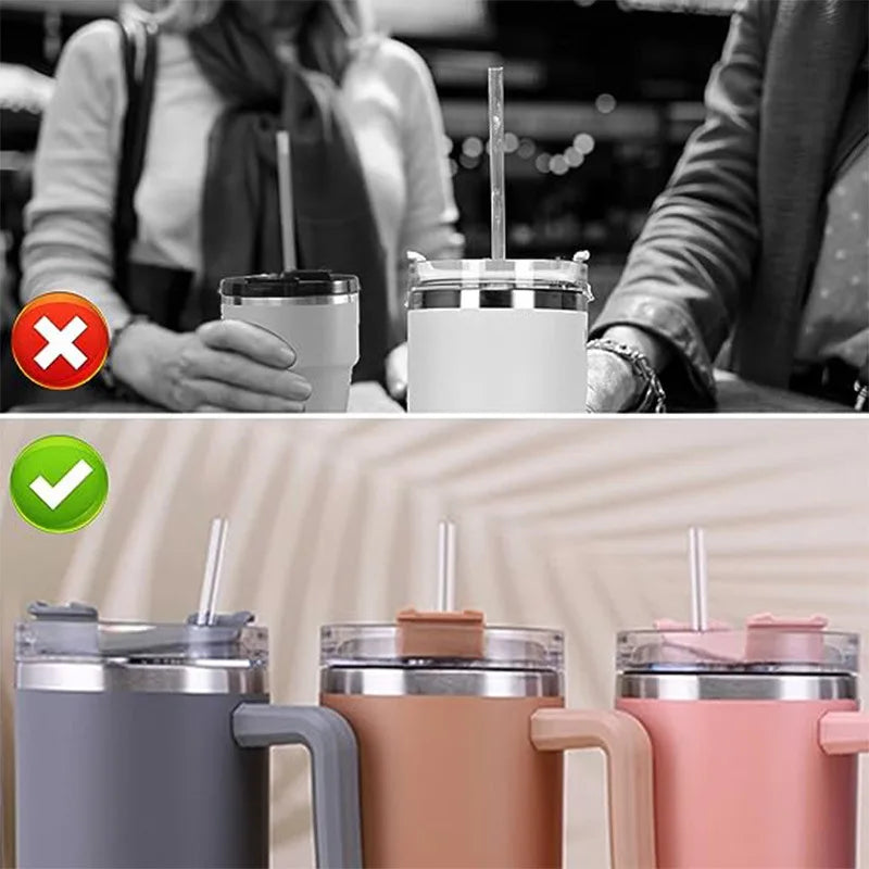 Reusable Plastic Straw with Cleaning Brush for Tumblers - Compatible with 30 oz & 40 oz Cups