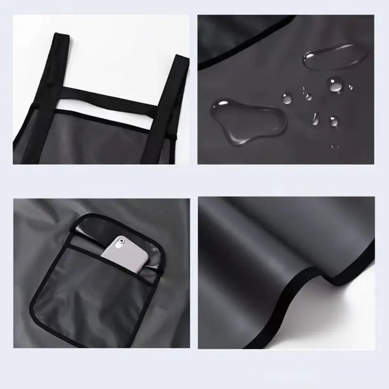 Waterproof Kitchen Apron Oil Resistant PVC Cleaning Apron - Transparent Black