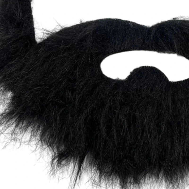 Fake Beard with Mustache for Halloween Costume Party - Black Synthetic Accessory
