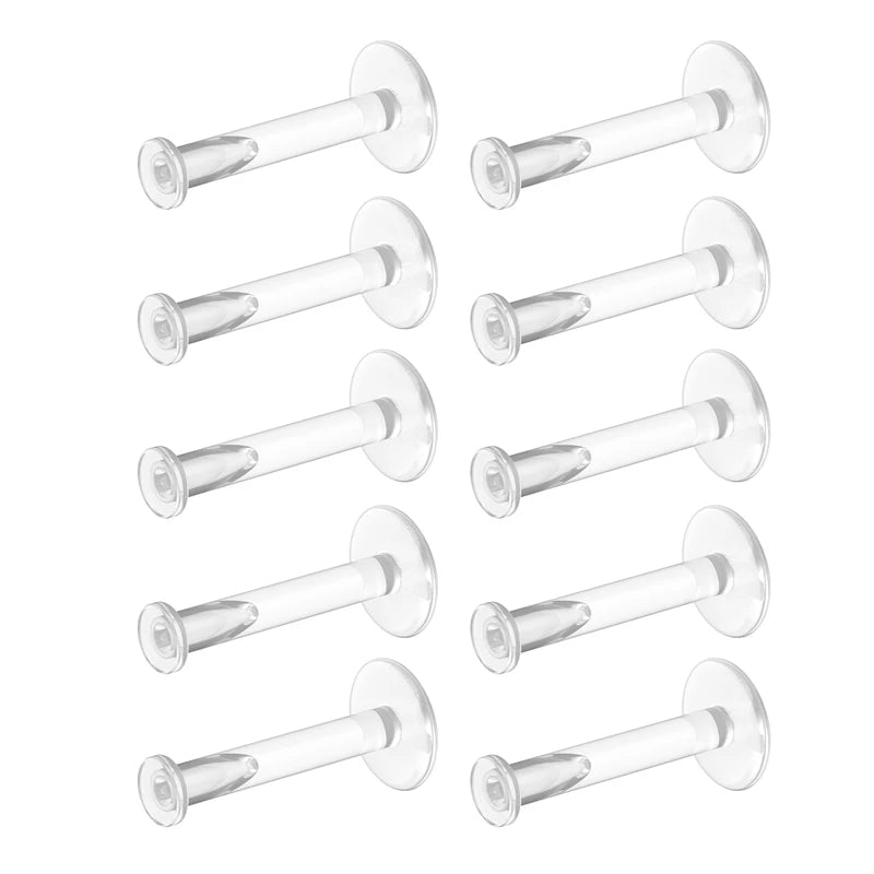 Clear 16G Stud Earrings Set for Piercing & Body Jewelry - 10 Pack