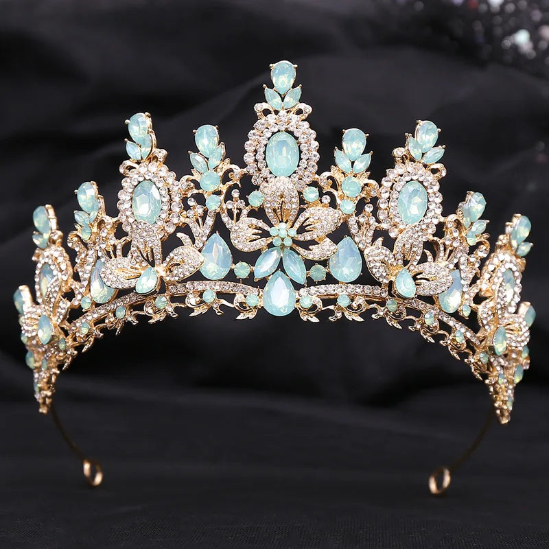 Elegant Water Drop Flower Crystal Opal Tiara for Women Wedding & Party Hair Accessories