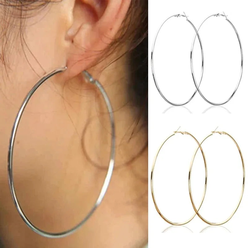 2-Pair Stainless Steel Hoop Earrings for Women Men - Fashion Jewelry Gift