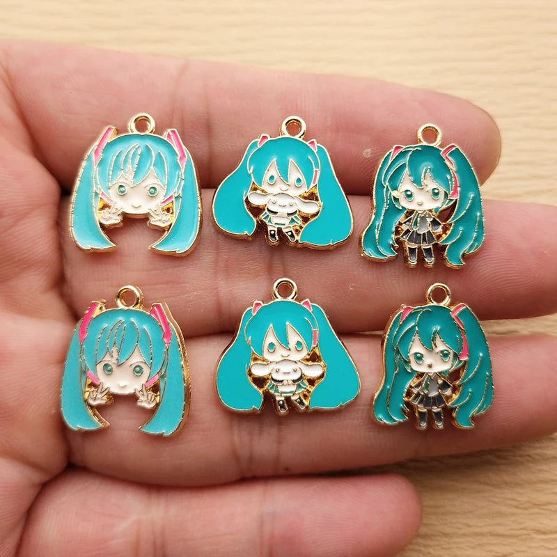 10pcs Cartoon Charm Jewelry Accessories Enamel Necklace Earrings Pendant DIY Craft Supplies Alloy Metal