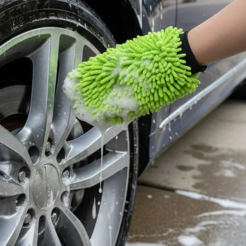 Microfiber Car Wash Gloves Scratch-Free Dual-Sided Cleaning Tool Portable Gloves