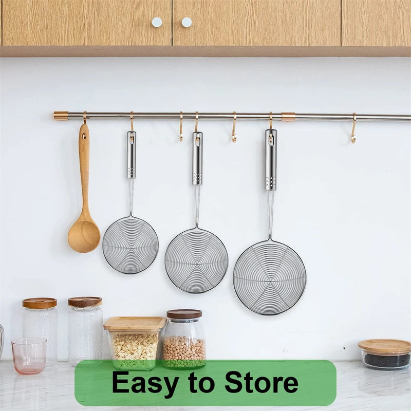 Stainless Steel Mesh Skimmer Spoon Multi-Function Kitchen Strainer with Long Handle