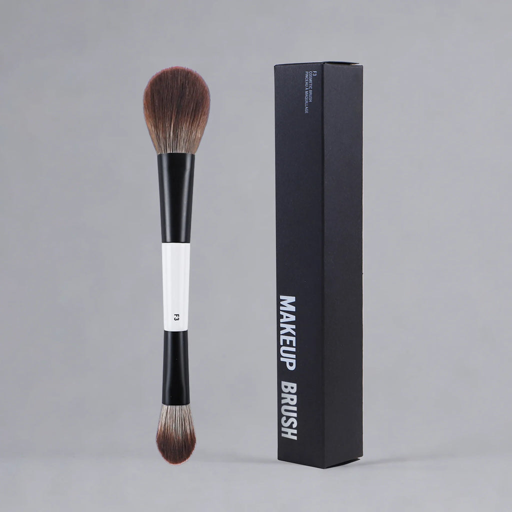 Dual-Ended Makeup Brush Set for Blush Contour and Highlight - Synthetic Hair