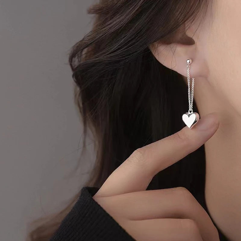 Women's Heart Pendant Earrings with Peach Charm - Suitable for Everyday and Vacation Wear