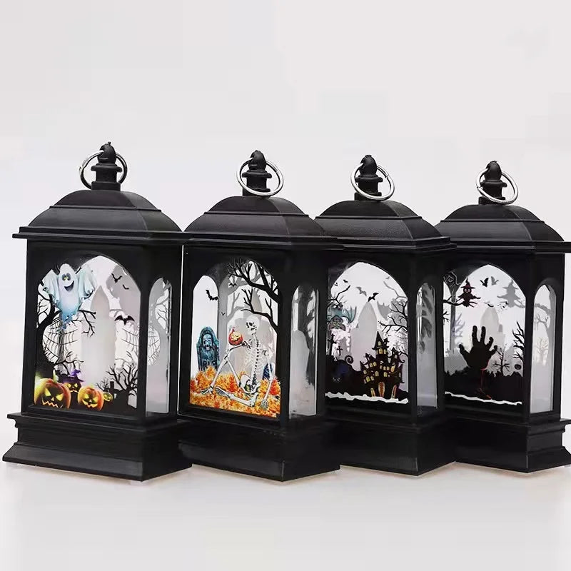 Halloween LED Lanterns - Ghost Castle, Skeleton Hand & More, Battery Operated