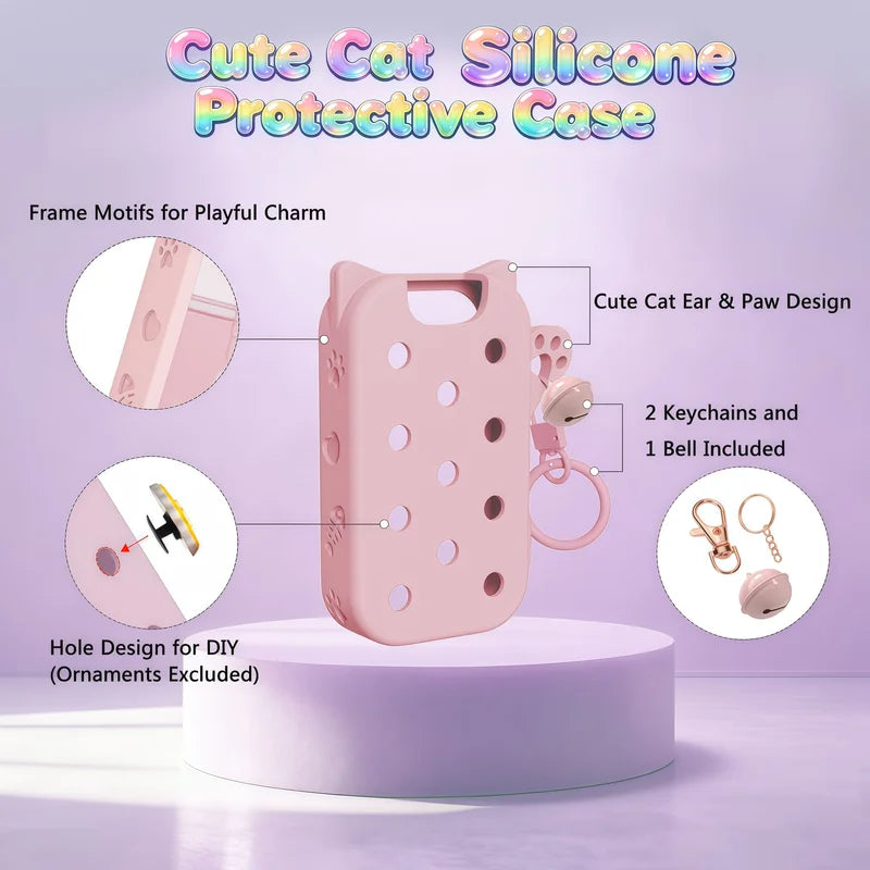 Portable Hand Sanitizer Mist Case with Keyring, Silicone Cat Design, Fits 30ml Spray, Multiple Colors