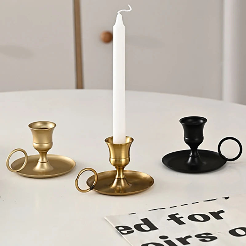 Metal Candle Holder with Handle - Decorative Centerpiece for Dining & Wedding