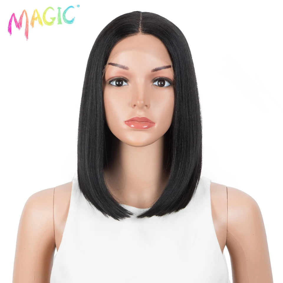 Synthetic Lace Front Wig Short Bob 12 Inch Ombre Blonde Colorful Cosplay Wig