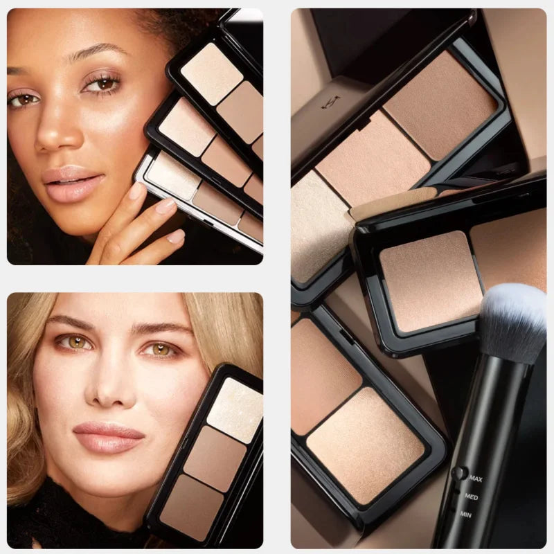 Contour & Highlighter Face Palette for Nose & Jawline Sculpting with Mirror