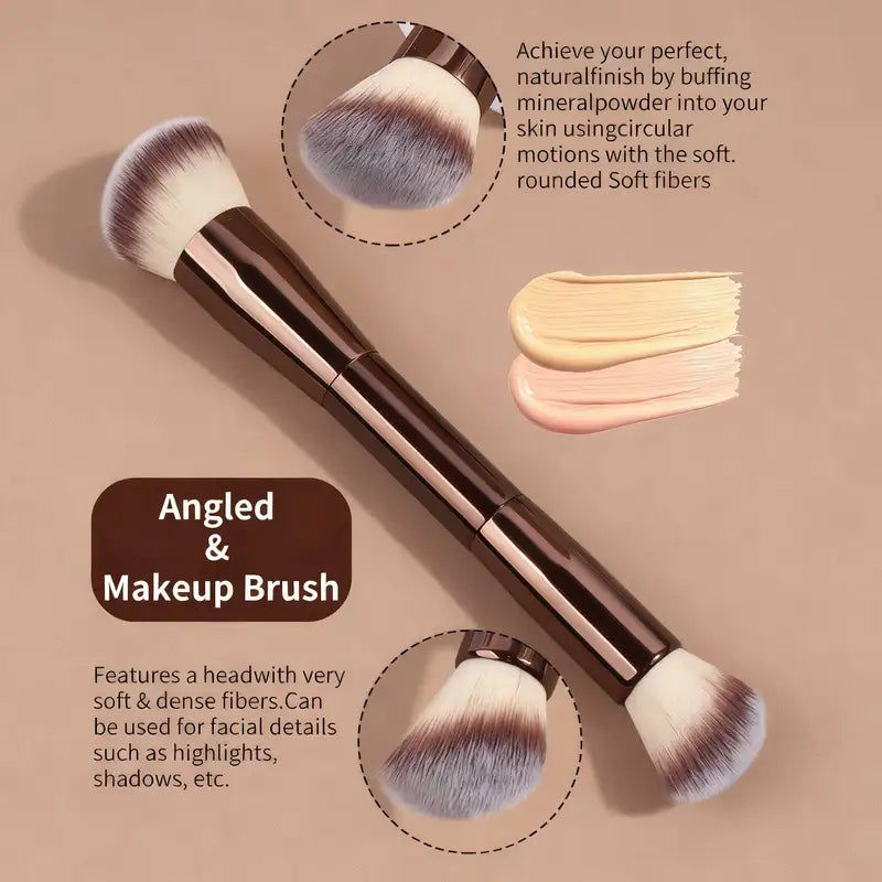 5-Piece Makeup Brush Set with Double-Ended Kabuki Contour Blending Tools