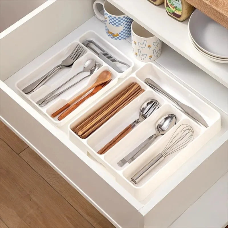 Kitchen Cutlery Organizer Drawer Tray with Multiple Compartments, Easy Clean