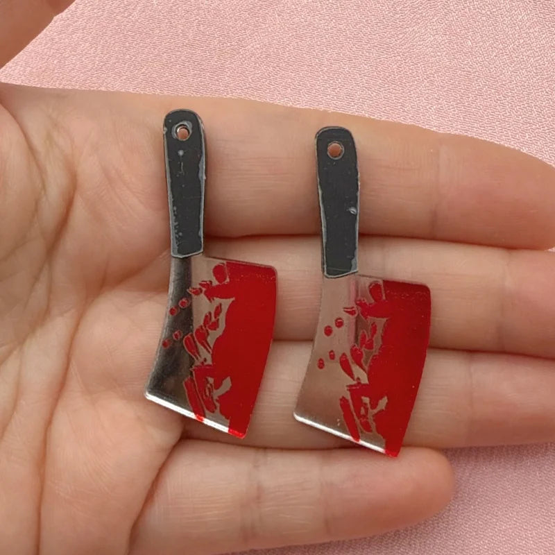 12pcs Acrylic Halloween Sword and Knife Pendant Jewelry Making Kit - Earrings, Necklace, Keychain