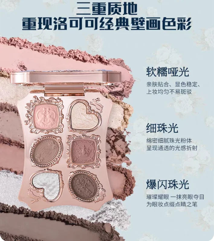 Flower Knows Bunny Garden Eyeshadow Palette 6-Color Face Makeup Set - Shimmer Matte Satin Finishes
