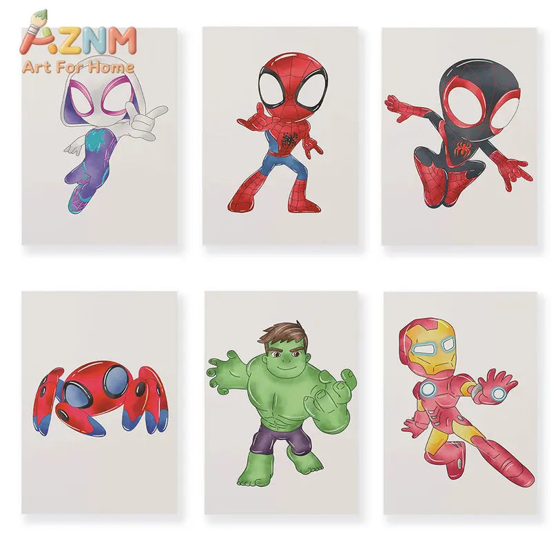 Kids Room Wall Art Poster - Marvel Superheroes Canvas Decor for Nursery & Playroom