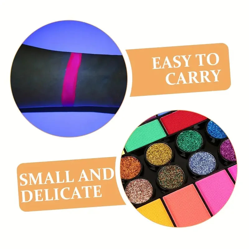 42 Colors UV Neon Water Soluble Face & Body Paint Set Halloween & Party Makeup