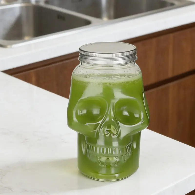 Gothic Skull Salt Container - Reusable 500ml/800ml Kitchen Decor with Lid