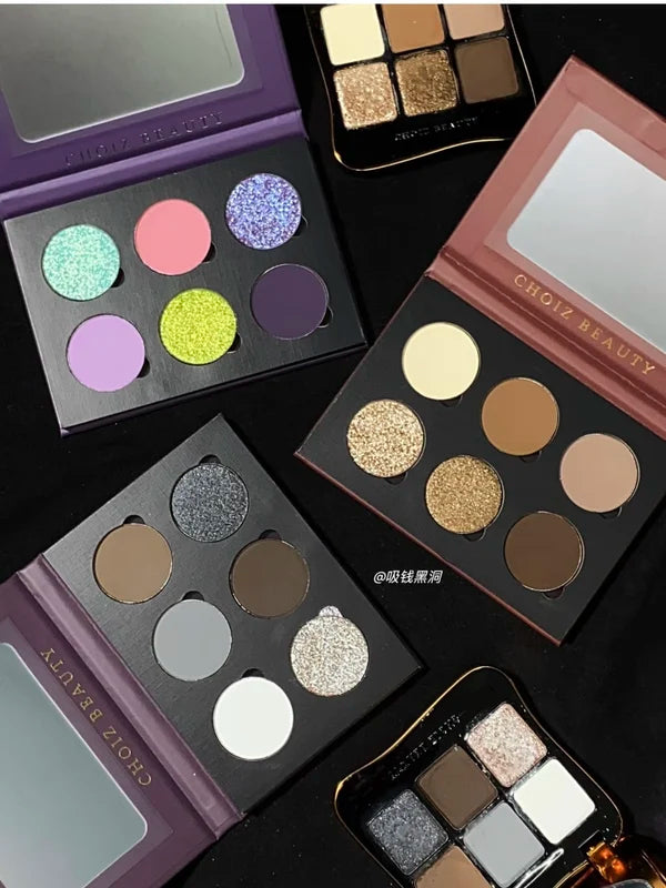 6-Color Eyeshadow Palette with Matte, Shimmer & Glitter Finishes - Colorful Makeup Set