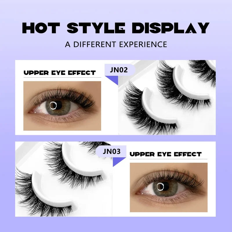 Veltrinay Faux Mink False Eyelashes Natural Look Wispy Winged Eye Makeup