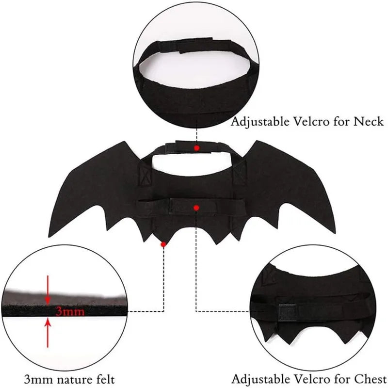 Pet Bat Wings Costume for Cats and Small Dogs Halloween Dress Up Accessories