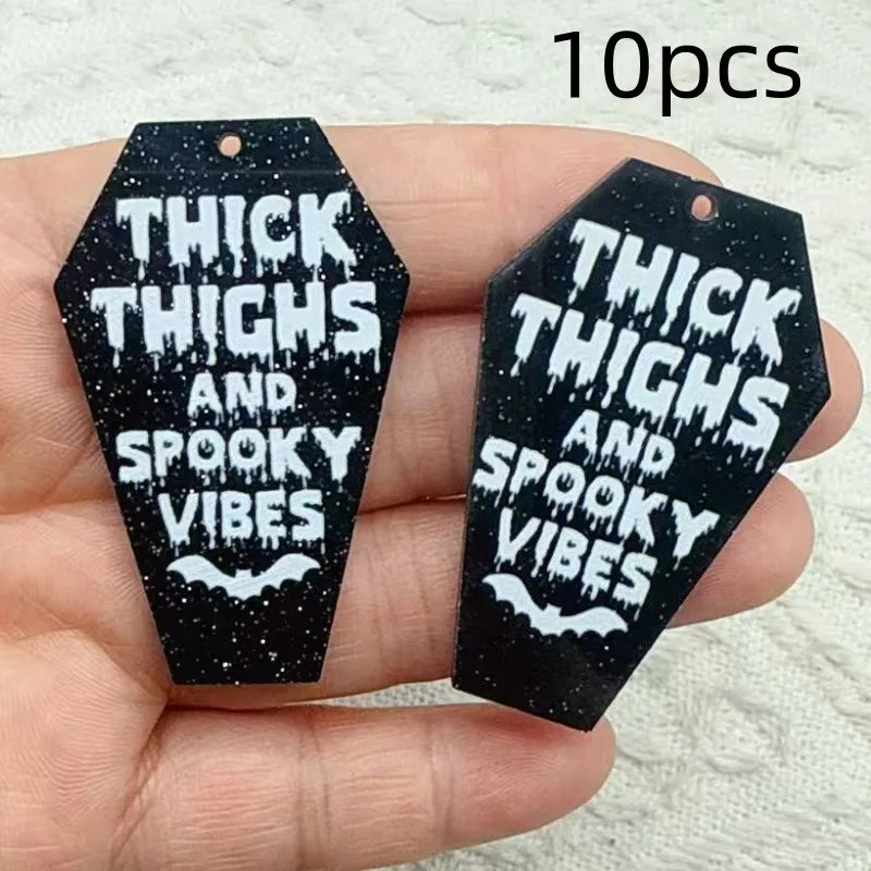 10Pcs Acrylic Halloween Charms Coffin Jewelry Findings for DIY Earrings & Pendants