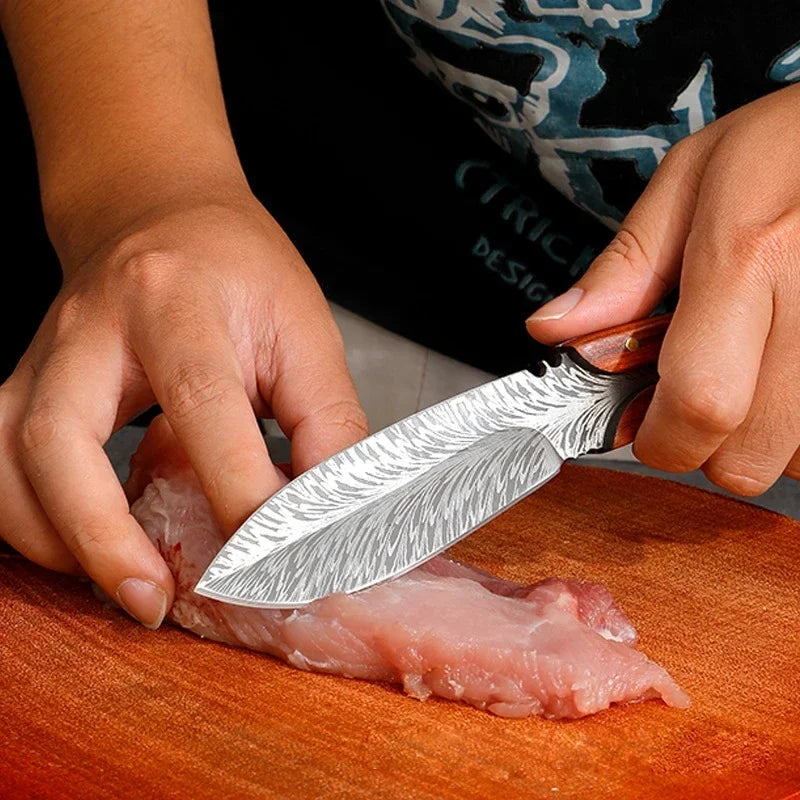 Professional Chef Utility & Boning Knife with Wooden Handle - Stainless Steel, Sharp, Durable