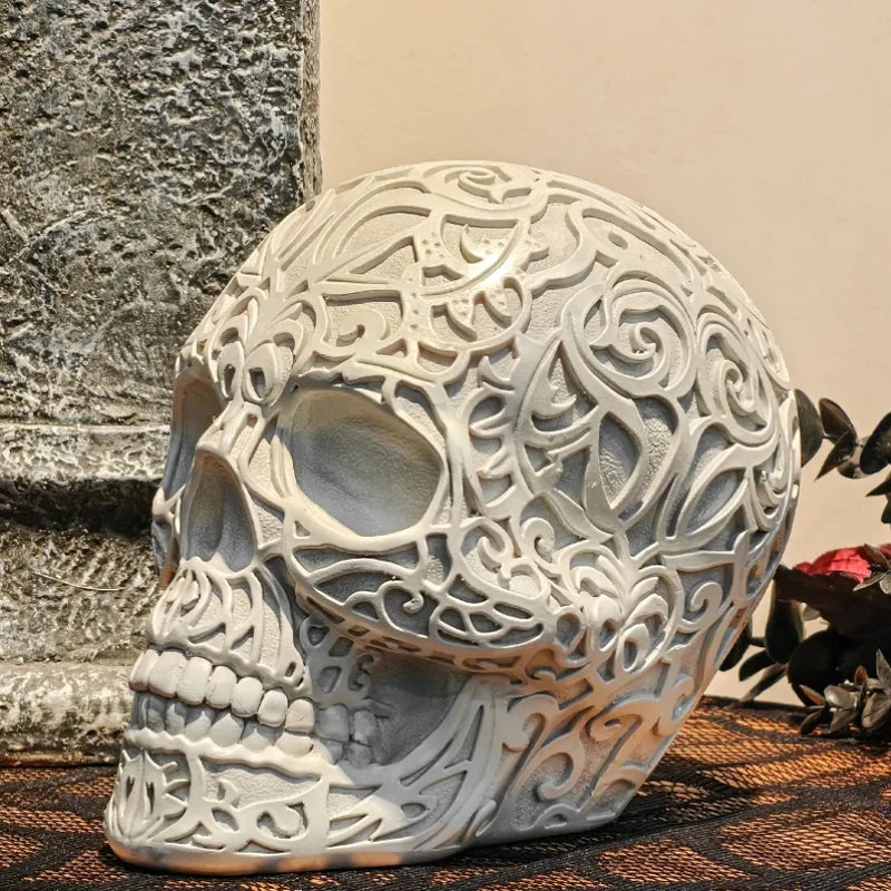 Halloween Skull Head Home Decor Resin Skull Figurine for Bedroom Living Room Entryway